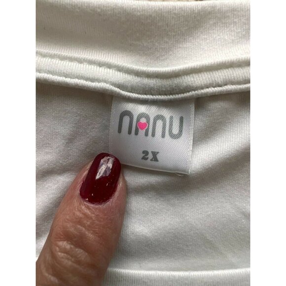 NANU Blouse Womans 2X White w /Black 3/4 Sleeve Top Tunic - Picture 11 of 11